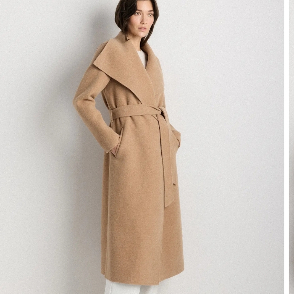 Quince Double-Faced Merino Wool Draped Collar Wrap Coat - NWOT - Picture 5 of 15